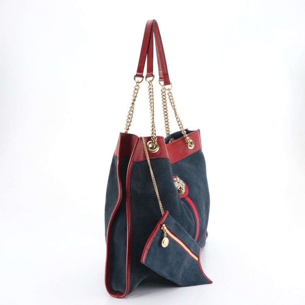 Gucci Maxi Rajah Tote Bag Suede & Leather – Tiger Head Embellished – Blue/Navy - Picture 2 of 12
